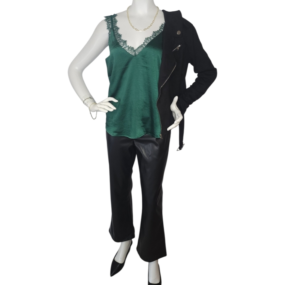 NWT Skies Are Blue Green Lace Trim Cami Tank Small | Quiet Luxury